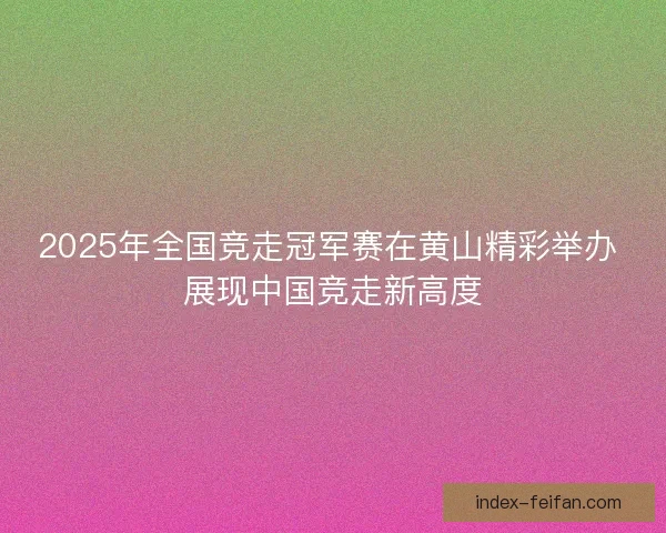 2025年全国竞走冠军赛在黄山精彩举办 展现中国竞走新高度